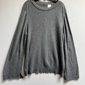 Ischiko Gray Ribbed Crewneck Sweater big sleeves Sz XL